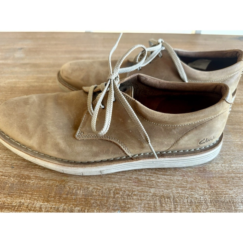 Mens Clarks Forge Vibe Tan Suede Leather Casual Oxford Shoes Size US 10 NICE! - Picture 5 of 9
